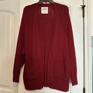 Hollister Open Cardigan - Burgundy  / Wine